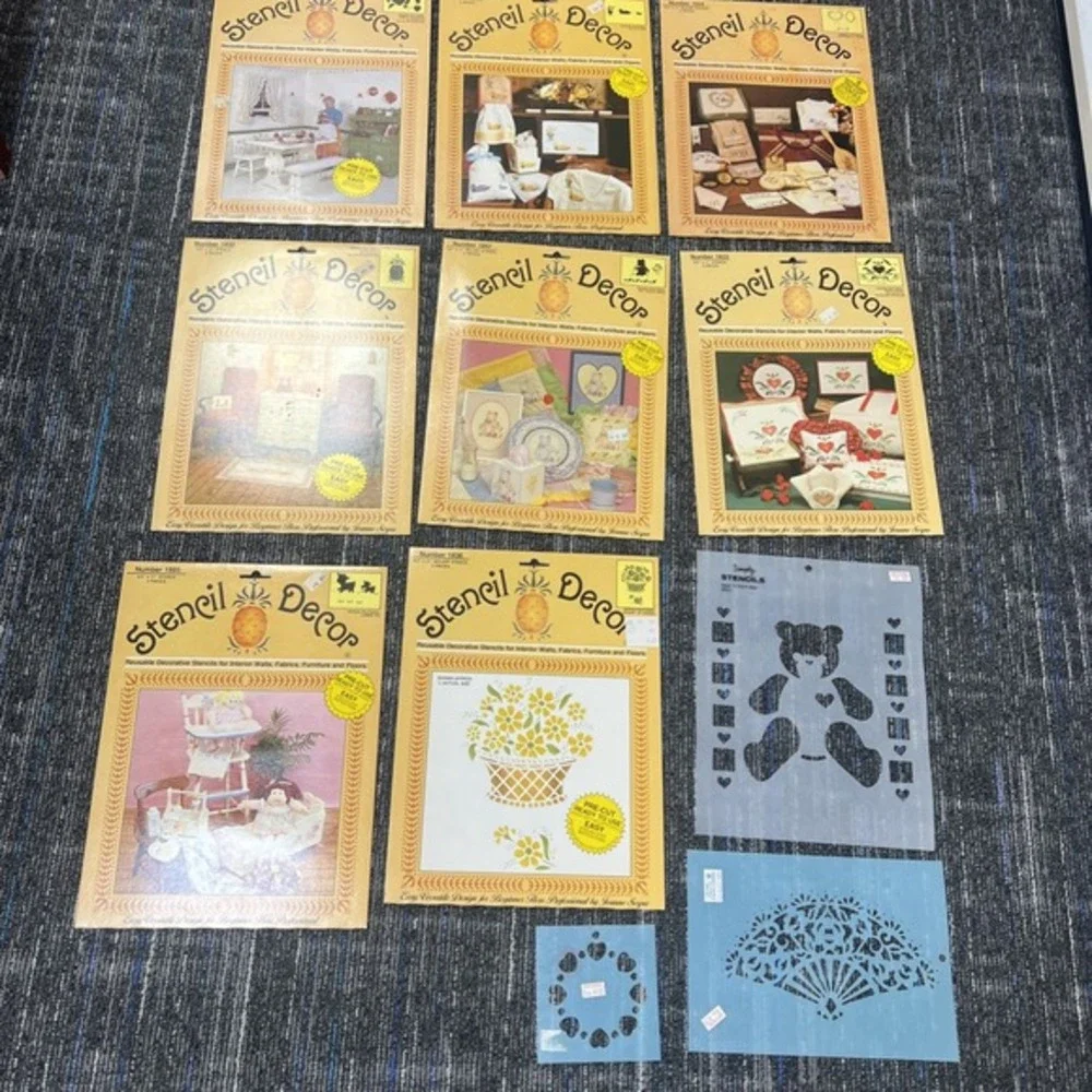 Lot Of 8 New Pks Vintage Plaid Enterprises Stencil‎ Decor Mylar Stencils 8.5x11